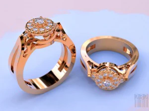 anel feminino com pedras Modelo de Impressão 3D