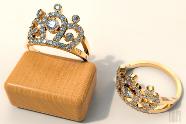 ring crown with stones 3D Print Model .c4d .max .obj .3ds .fbx .stl .blend