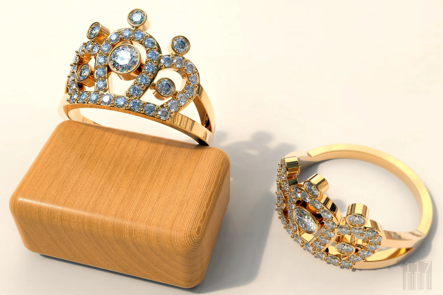ring crown with stones 3D Print Model .c4d .max .obj .3ds .fbx .stl .blend 