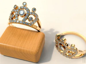 coroa de anel com pedras Modelo de Impressão 3D