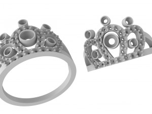 ring crown with stones 3D Print Model