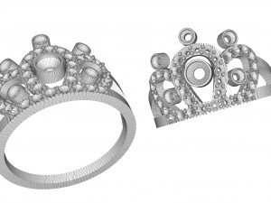 ring crown with stones 3D Print Model