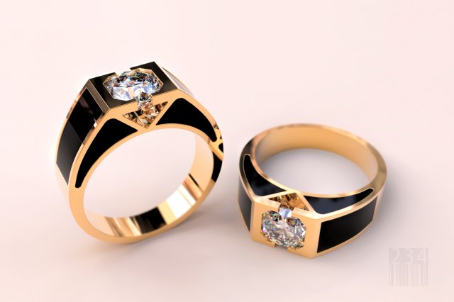 gold ring with stone and enamel 3D Druckmodell .c4d .max .obj .3ds .fbx .stl .blend