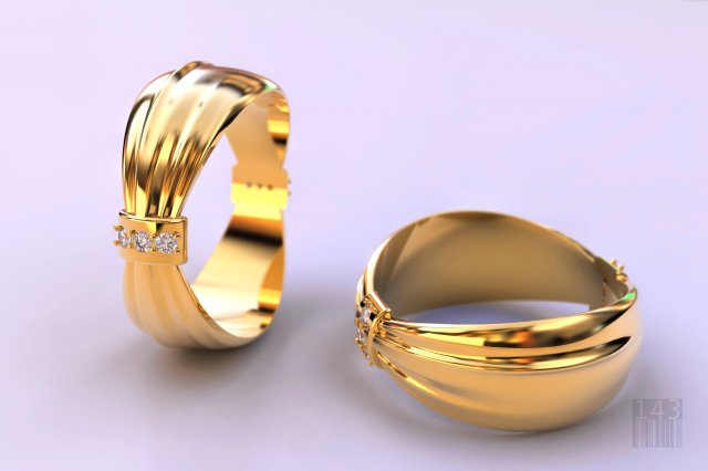 ring in the form of a bow Model do druku 3D .c4d .max .obj .3ds .fbx .stl .blend 
