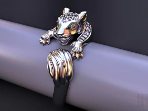 anillo familia de gatos con piedras Modelo de impresión 3D