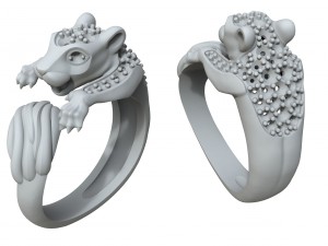 cat family ring with stones Modelo de Impressão 3D