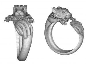 cat family ring with stones Modelo de Impressão 3D