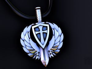 pendant shield sword wings cross 3D Print Model