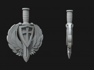 pendant shield sword wings cross 3D-Druckmodell
