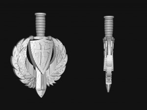 pendant shield sword wings cross 3D-Druckmodell