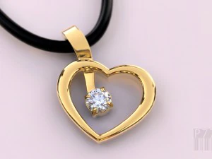 Herz mit Stein 3D Druckmodell