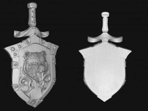 pendant shield with bear 3D Print Model