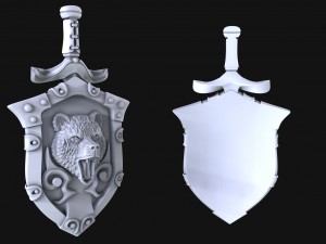 pendant shield with bear 3D Print Model