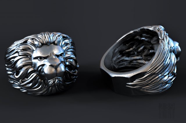 lion ring 3D Print Model .c4d .max .obj .3ds .fbx .stl .blend 
