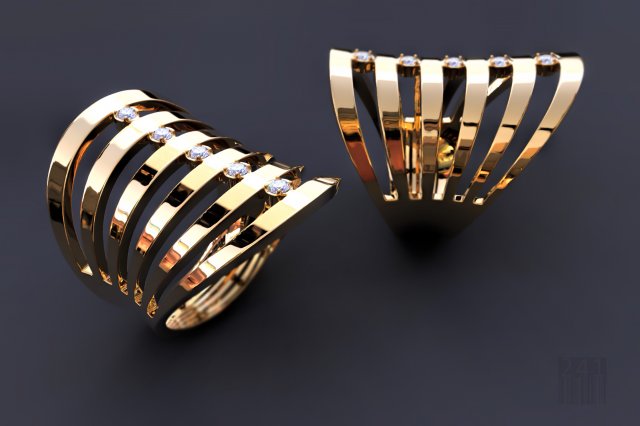 gold ring with stones 3D Print Model .c4d .max .obj .3ds .fbx .stl .blend 
