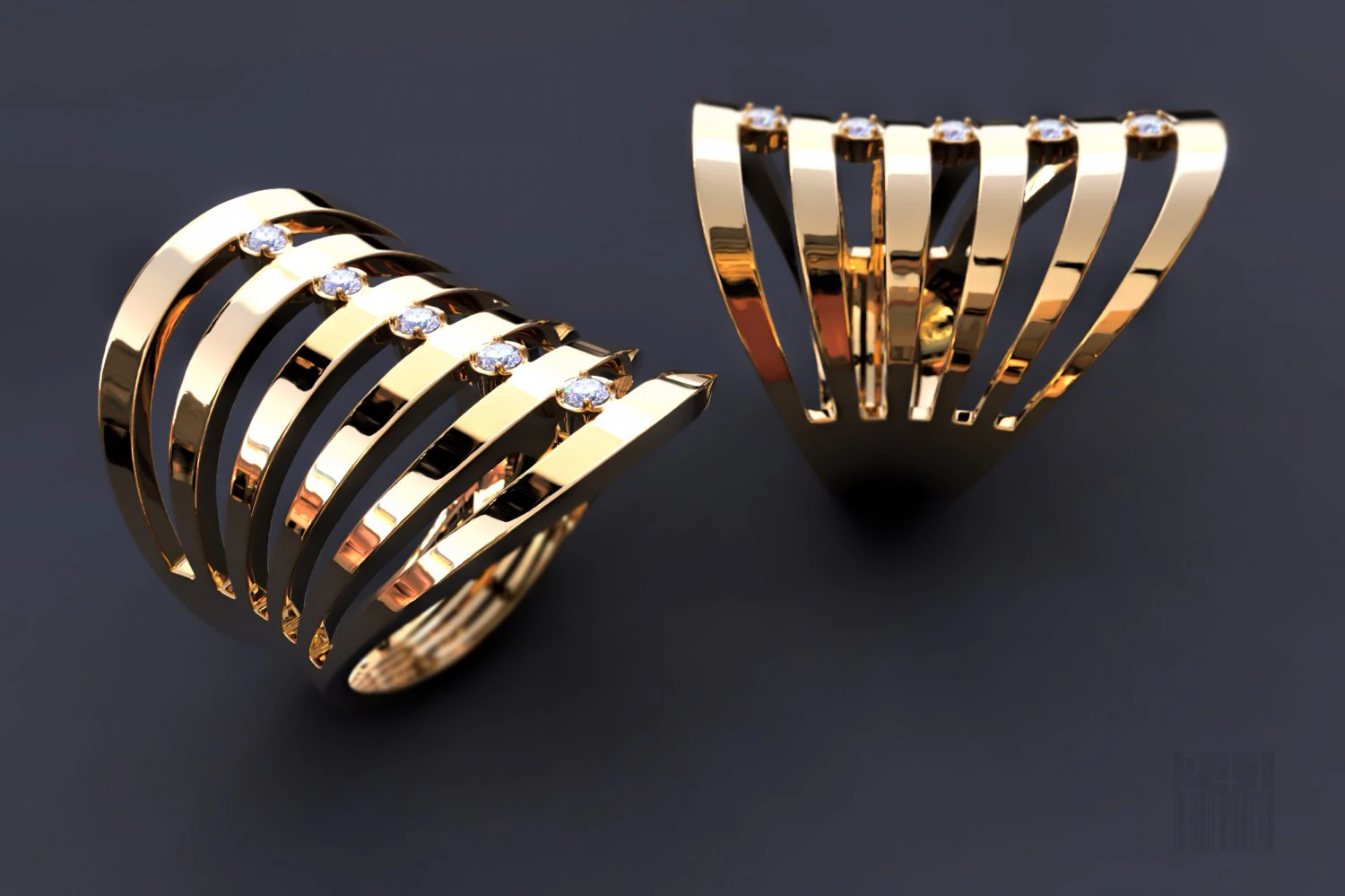 gold ring with stones 3D Print Model .c4d .max .obj .3ds .fbx .stl .blend 