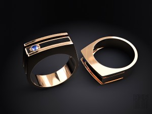 ring with stone and enamel 3D Print Model