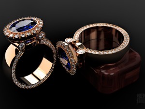 gold ring with big stone 3D Print Model