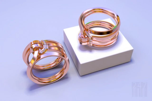 ring with stones of interesting shape 3D Print Model .c4d .max .obj .3ds .fbx .stl .blend 