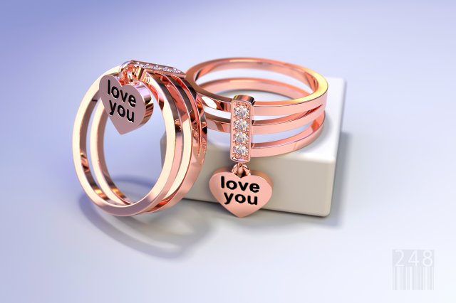 gold ring love you 3D प्रिंट मॉडल .c4d .max .obj .3ds .fbx .stl .blend 