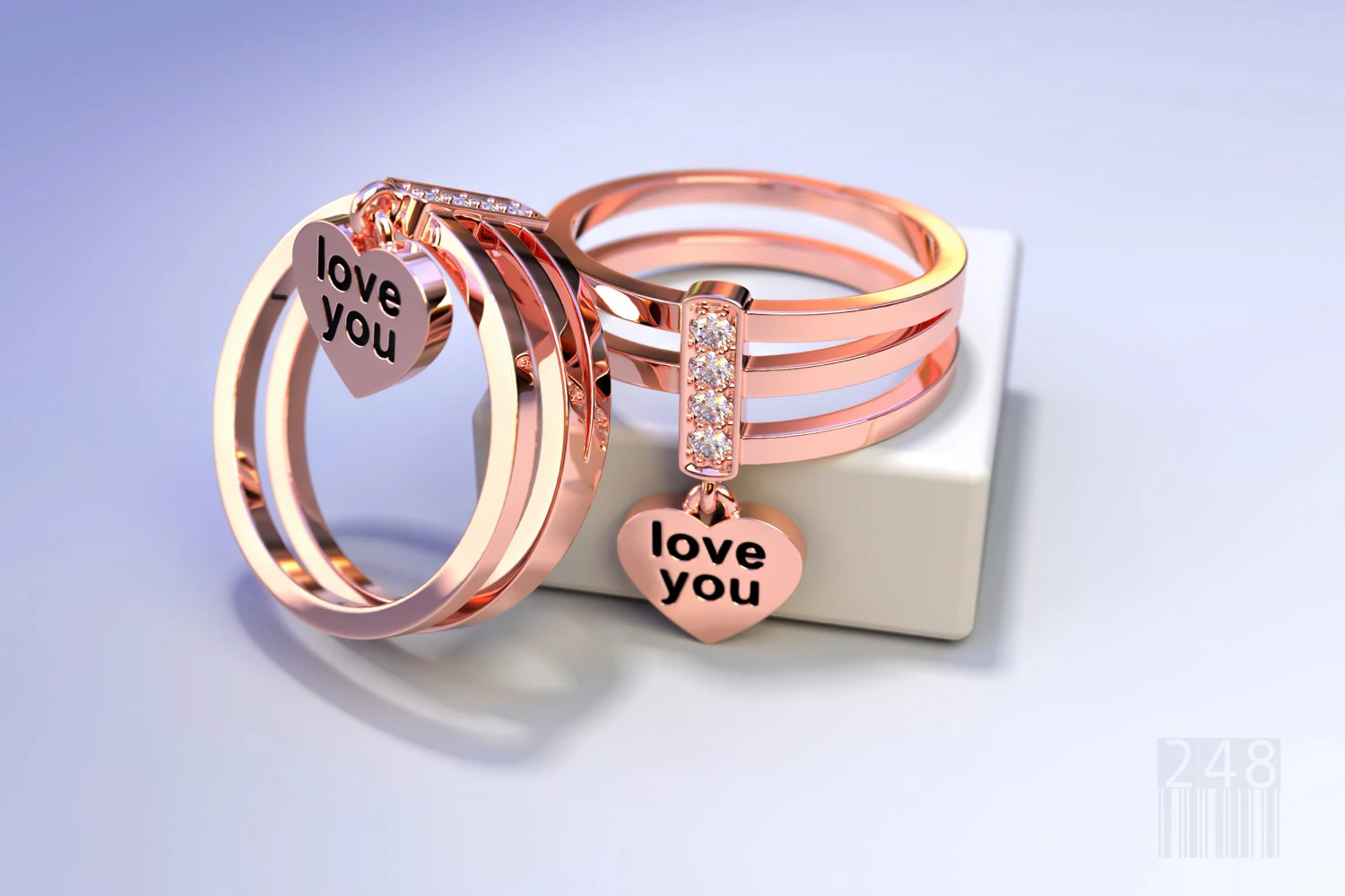 gold ring love you 3D Print Model .c4d .max .obj .3ds .fbx .stl .blend 