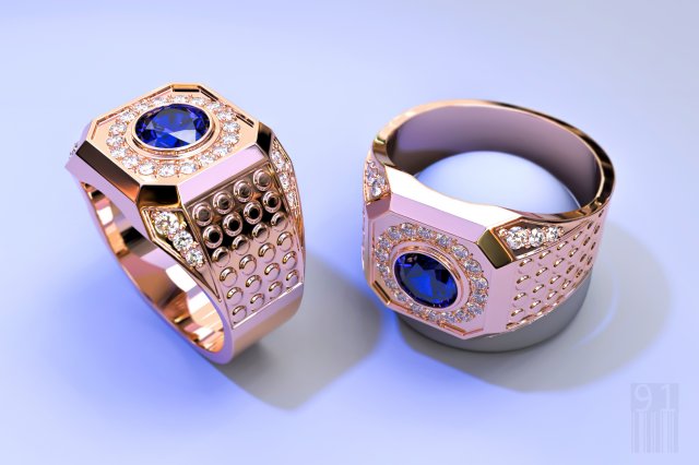 men jewelry ring with stones 3D प्रिंट मॉडल .c4d .max .obj .3ds .fbx .stl .blend 