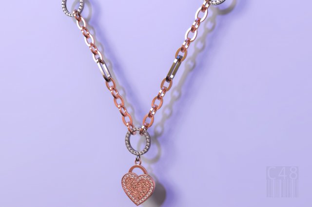heart pendant and chain 3D प्रिंट मॉडल .c4d .max .obj .3ds .fbx .stl .blend 