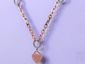 pingente e corrente de cora&ccedil;&atilde;o Modelo de Impressão 3D