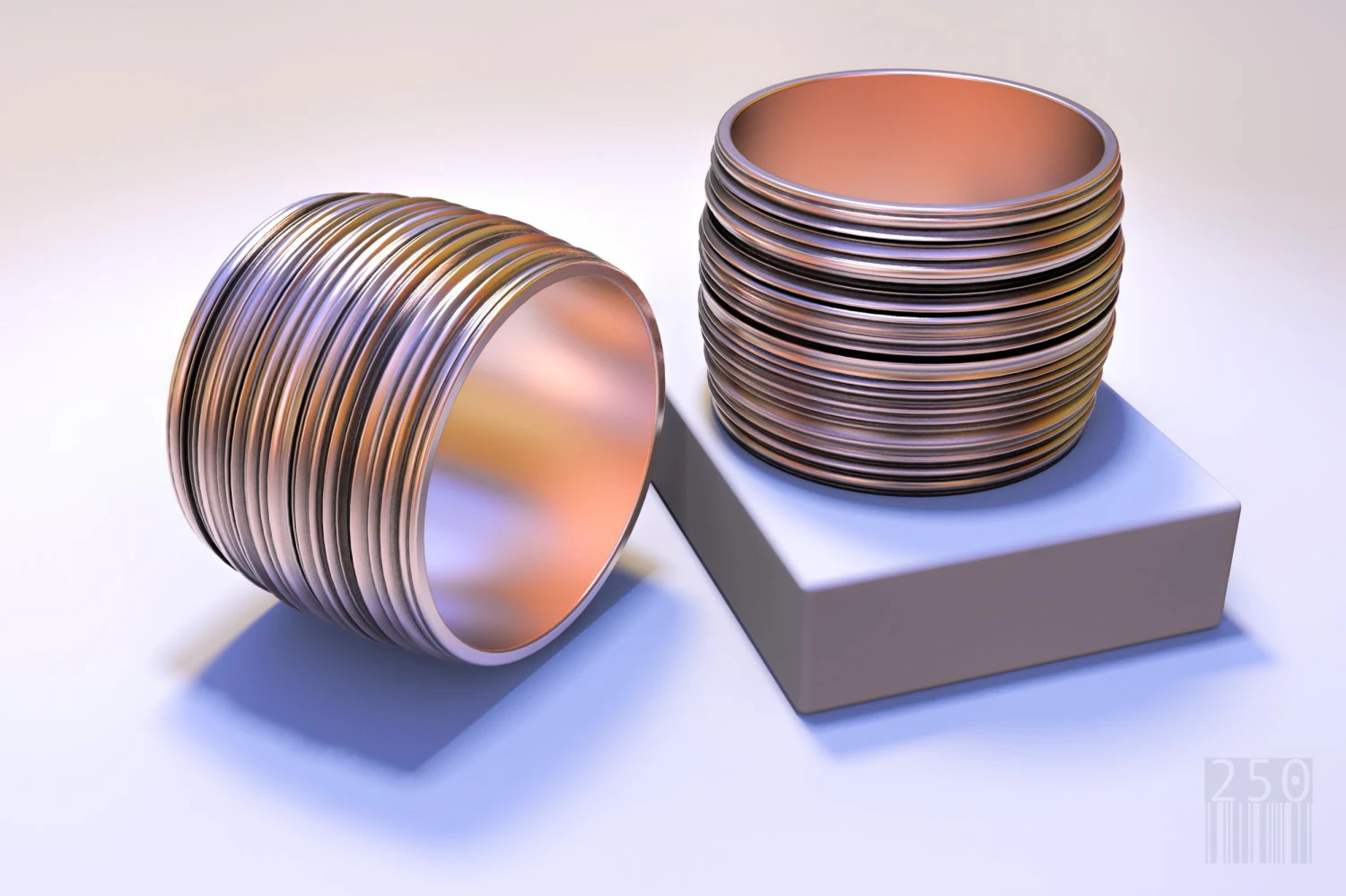 gold ring striped 3D Print Model .c4d .max .obj .3ds .fbx .stl .blend 