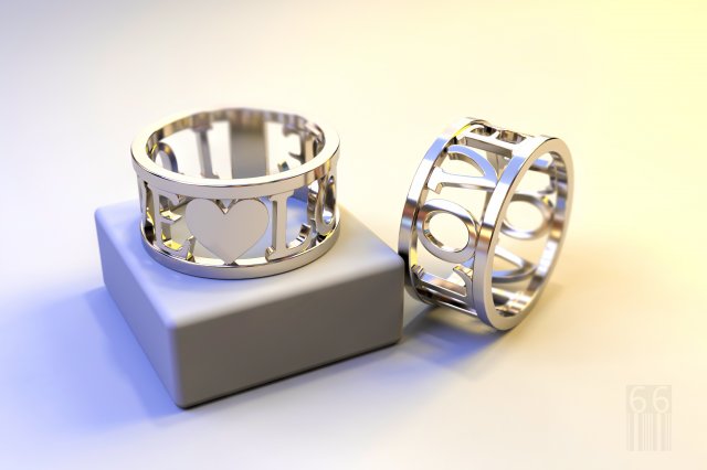 ring with heart and inscription love 3D Print Model .c4d .max .obj .3ds .fbx .stl .blend 