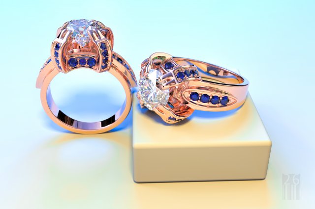 women gold ring with stones Modèles 3D en vedette .c4d .max .obj .3ds .fbx .stl .blend 