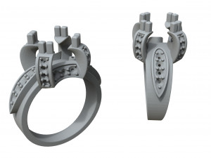 women gold ring with stones Modèles 3D en vedette