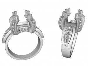 women gold ring with stones Modèles 3D en vedette