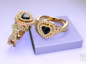 gold ring with heart for jewelers 3D प्रिंट मॉडल