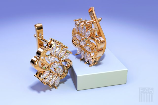 gold earrings with marquise stones 3D प्रिंट मॉडल .c4d .max .obj .3ds .fbx .stl .blend 