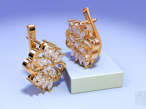gold earrings with marquise stones 3D प्रिंट मॉडल