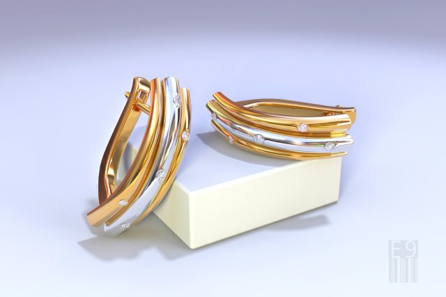 collapsible gold earrings with stones 3D प्रिंट मॉडल .c4d .max .obj .3ds .fbx .stl .blend 
