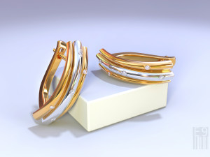 collapsible gold earrings with stones 3D प्रिंट मॉडल