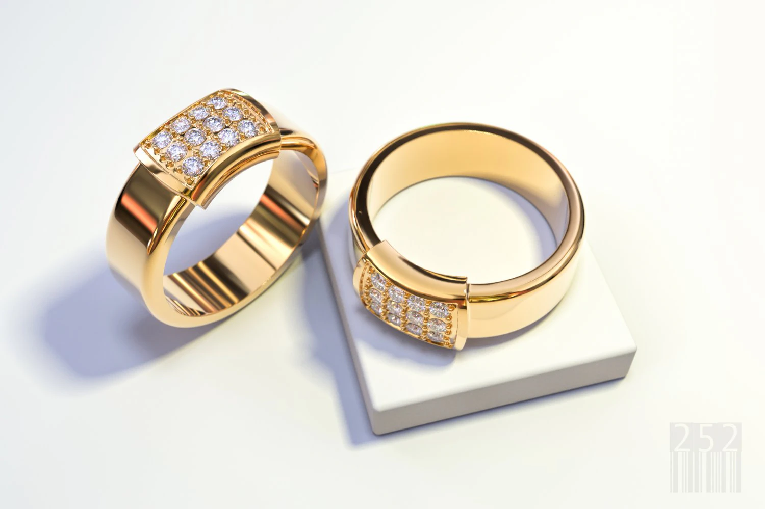 gold ring with diamonds 3D Print Model .c4d .max .obj .3ds .fbx .stl .blend 