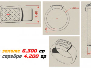 gold ring with diamonds 3D Print Model