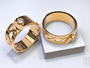 jewelry ring with pattern and diamond 3D Print Model