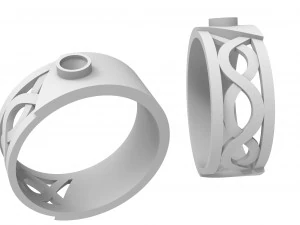 jewelry ring with pattern and diamond 3D Print Model