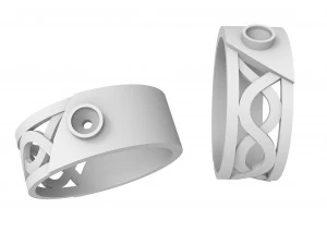 jewelry ring with pattern and diamond 3D Print Model