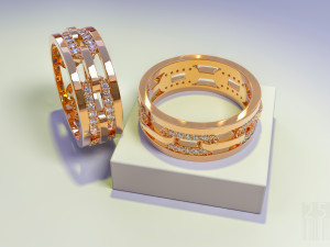 gold ring with stones in the form of a chain 3D Print Model