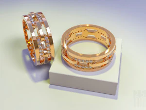 gouden ring met stenen in de vorm van een ketting 3D printmodel