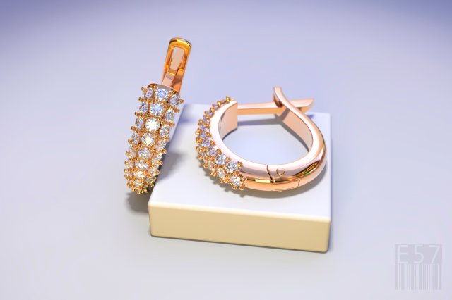gold earrings with diamonds 3D प्रिंट मॉडल .c4d .max .obj .3ds .fbx .stl .blend 