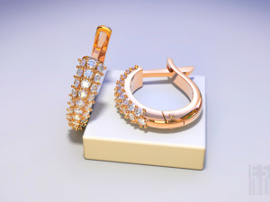 gold earrings with diamonds 3D प्रिंट मॉडल