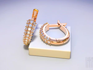 золотые серьги с бриллиантами 3D Принт Модель