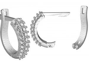 gold earrings with diamonds 3D Print Model