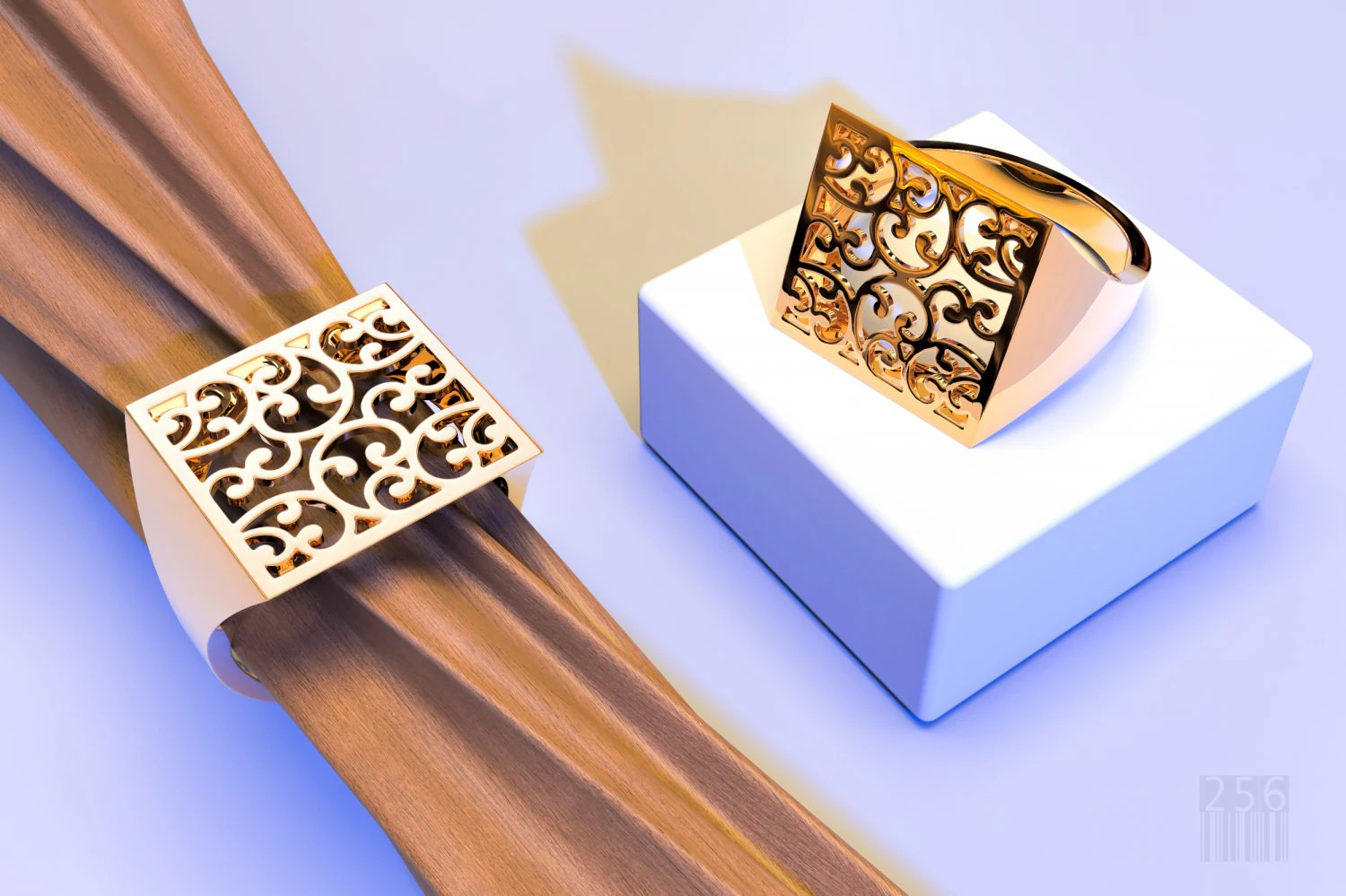 gold ring with a pattern 3D Print Model .c4d .max .obj .3ds .fbx .stl .blend 